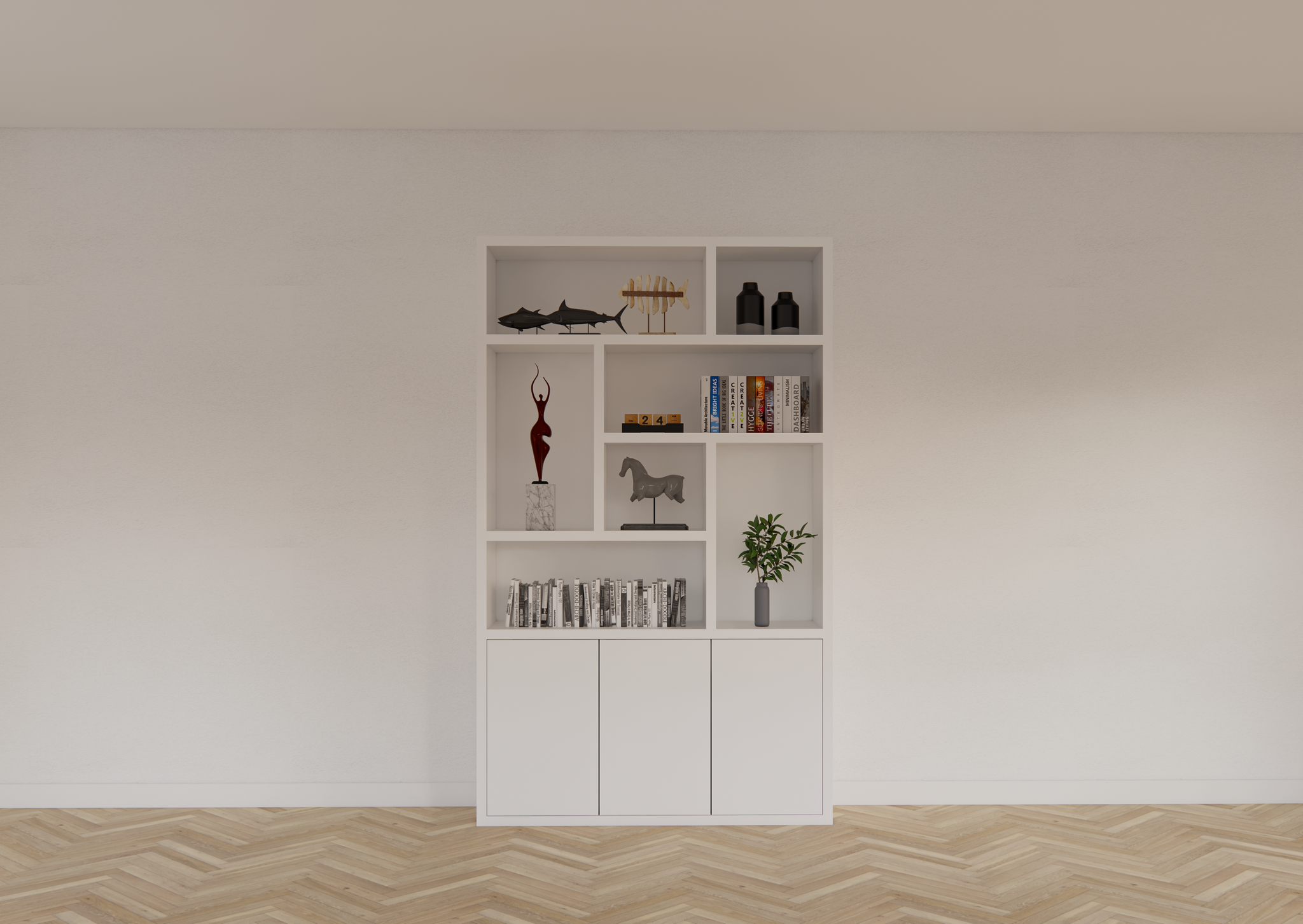 Kleiderschrank Saint Malo - 145x35x240H cm - 4cm Fachbodenstärke - Türen mit Druck zu öffnen