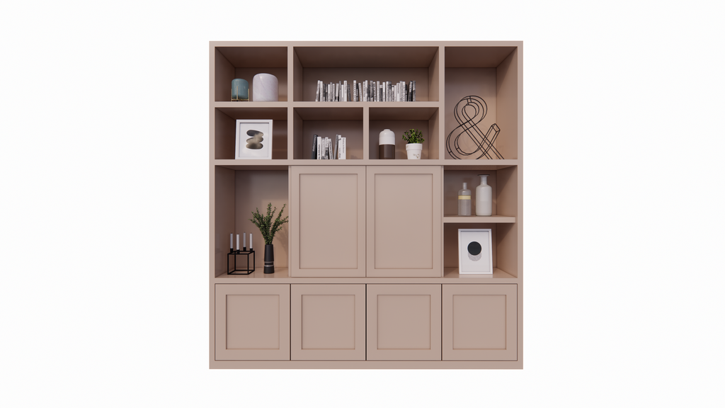 Lagerschrank Salvador - 220x40x230H cm - offene Fachböden - 6 aufschiebbare Türen - Fachböden hinter den Türen