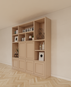 Lagerschrank Salvador - 220x40x230H cm - offene Fachböden - 6 aufschiebbare Türen - Fachböden hinter den Türen