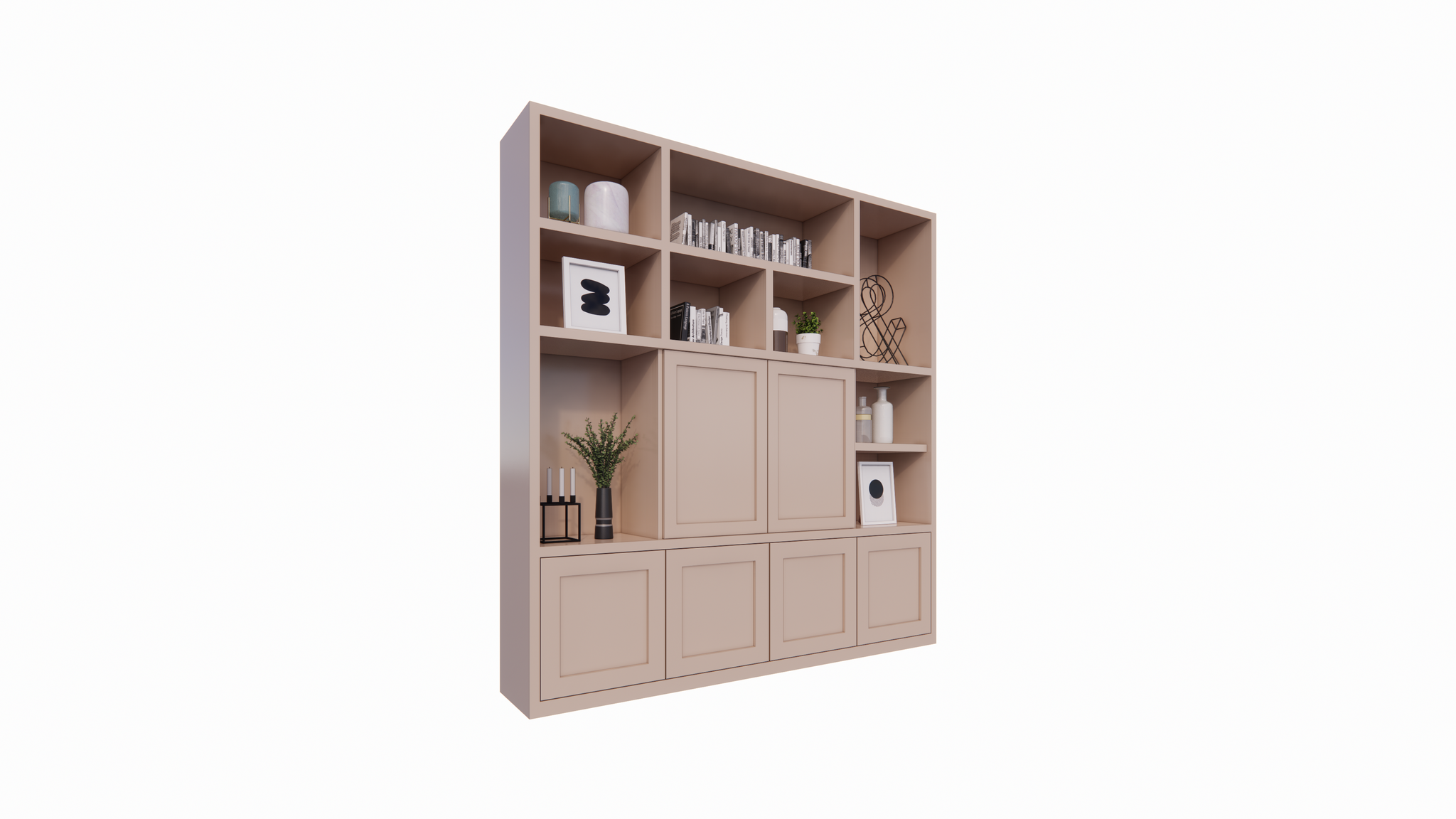 Lagerschrank Salvador - 220x40x230H cm - offene Fachböden - 6 aufschiebbare Türen - Fachböden hinter den Türen