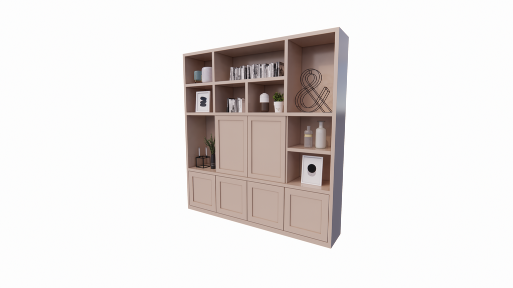 Lagerschrank Salvador - 220x40x230H cm - offene Fachböden - 6 aufschiebbare Türen - Fachböden hinter den Türen
