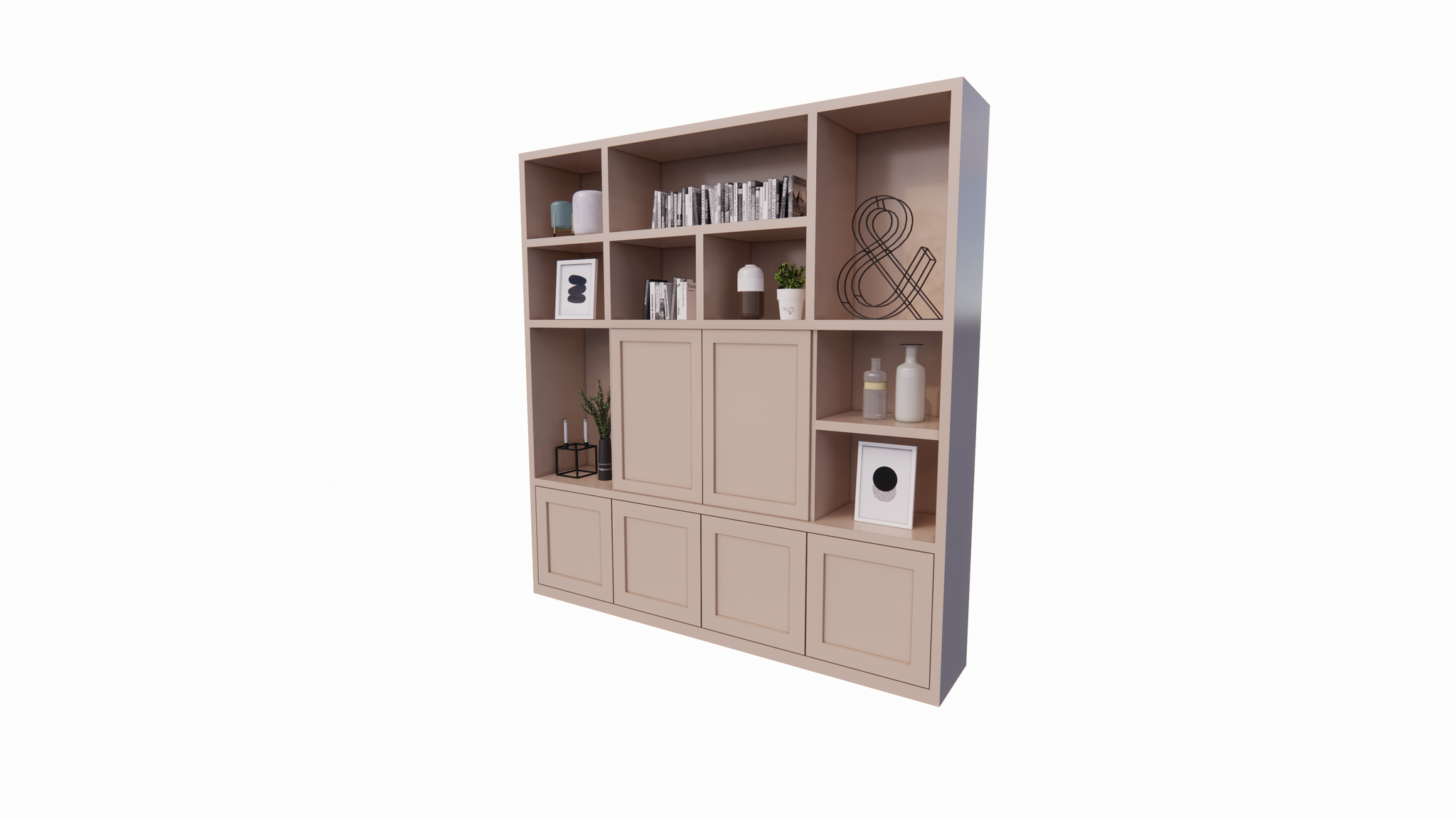 Lagerschrank Salvador - 220x40x230H cm - offene Fachböden - 6 aufschiebbare Türen - Fachböden hinter den Türen
