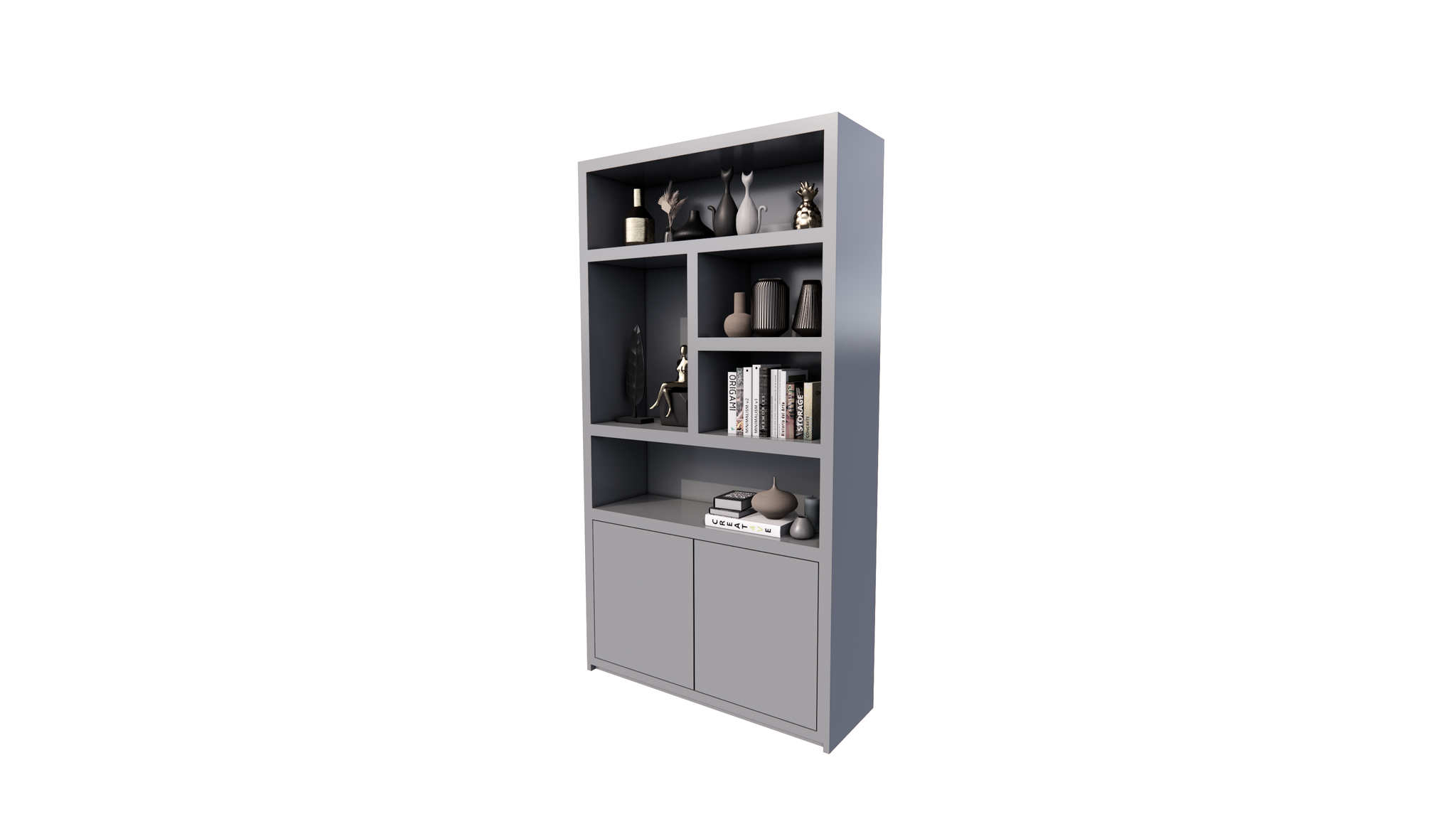 Sideboard San Diego - 120x40x220H cm - 2 push-to-open Türen - offene Fächer - grifflose Türen - 5cm Bodenstärke