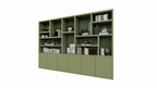 Sapporro Fächerschrank - 350x40x240H cm - 5cm Fachbodenstärke - 6 push-to-open Türen