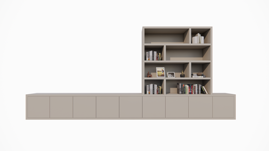 TV-Sideboard mit Fächerschrank Sassari - 540x40x65/240H cm - push-to-open Türen - offene Fächer - schlankes Design