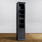 Schaltschrank (Bücherregal) LM 06 - 50x40x245H cm - 4 verstellbare Einlegeböden - 4 Soft-Close-Schubladen - umschaltbar