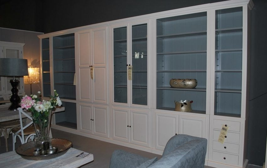 Schrank/Bücherregal LM 03 - 100x40x245H cm - 5 Fachböden - 2 geschlossene Flügeltüren - verstellbare Fachböden - umschaltbar