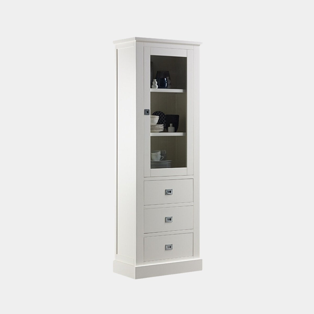Vitrine Island 07 - 75x40x215H cm - 1 Schranktür - 3 Schubladen