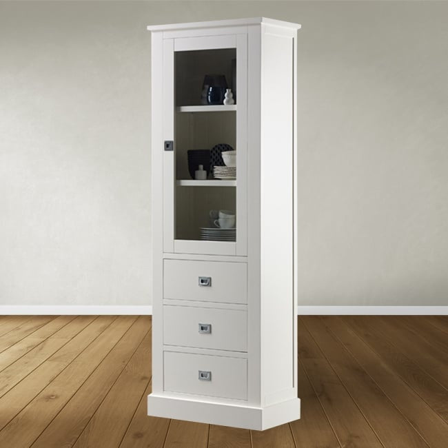 Vitrine Island 07 - 75x40x215H cm - 1 Schranktür - 3 Schubladen