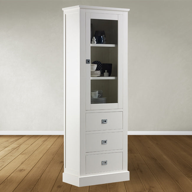 Vitrine Island 07 - 75x40x215H cm - 1 Schranktür - 3 Schubladen