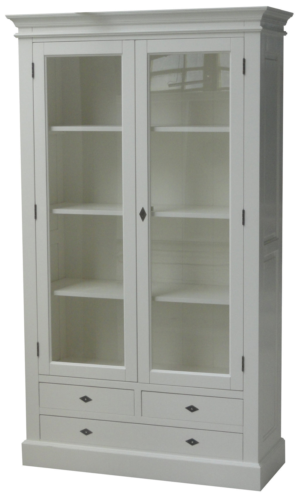 Vitrine Juan les Pins - 110x43x190H cm - 2 Flügeltüren - 3 Soft-Close-Schubladen