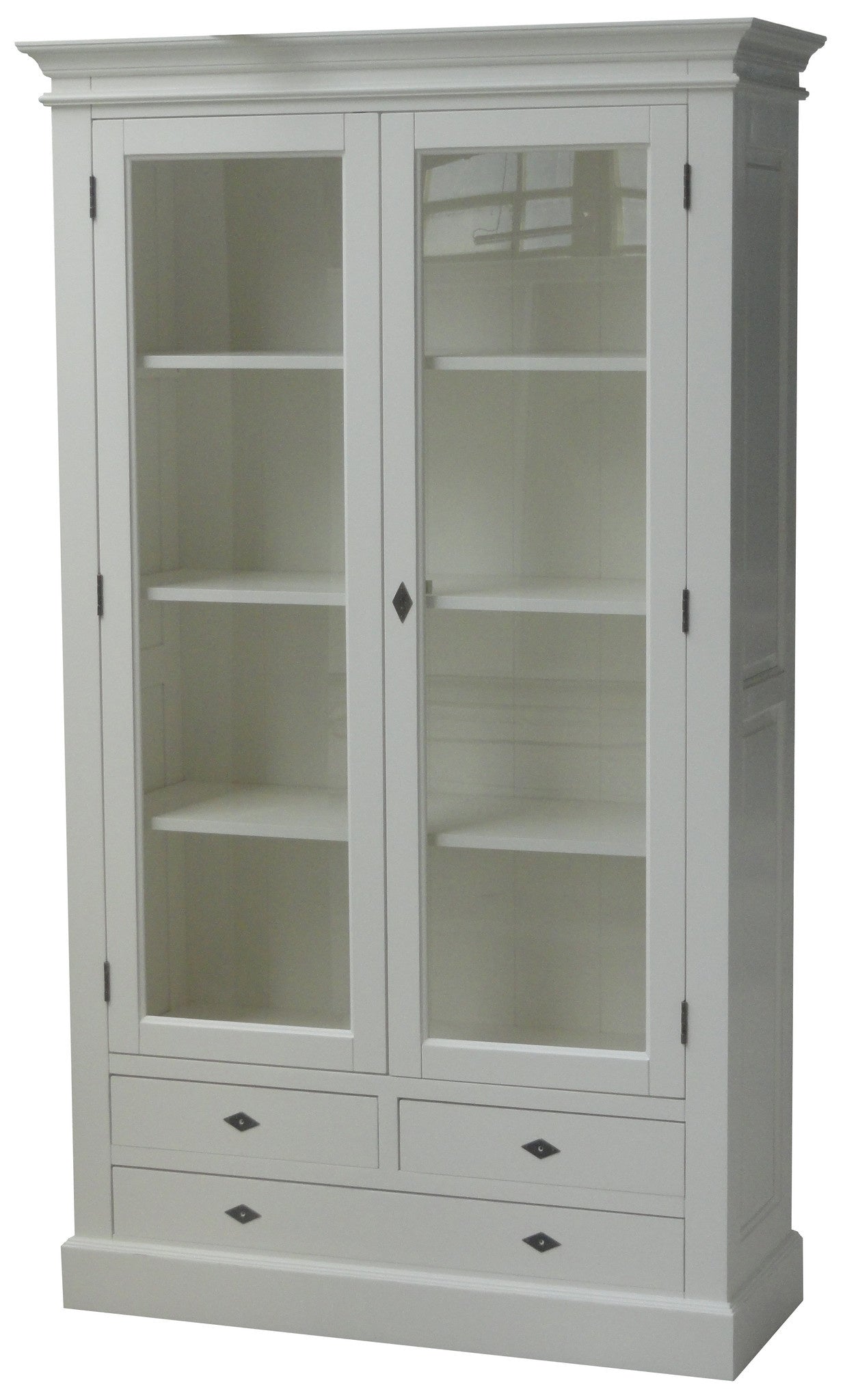 Vitrine Juan les Pins - 110x43x190H cm - 2 Flügeltüren - 3 Soft-Close-Schubladen