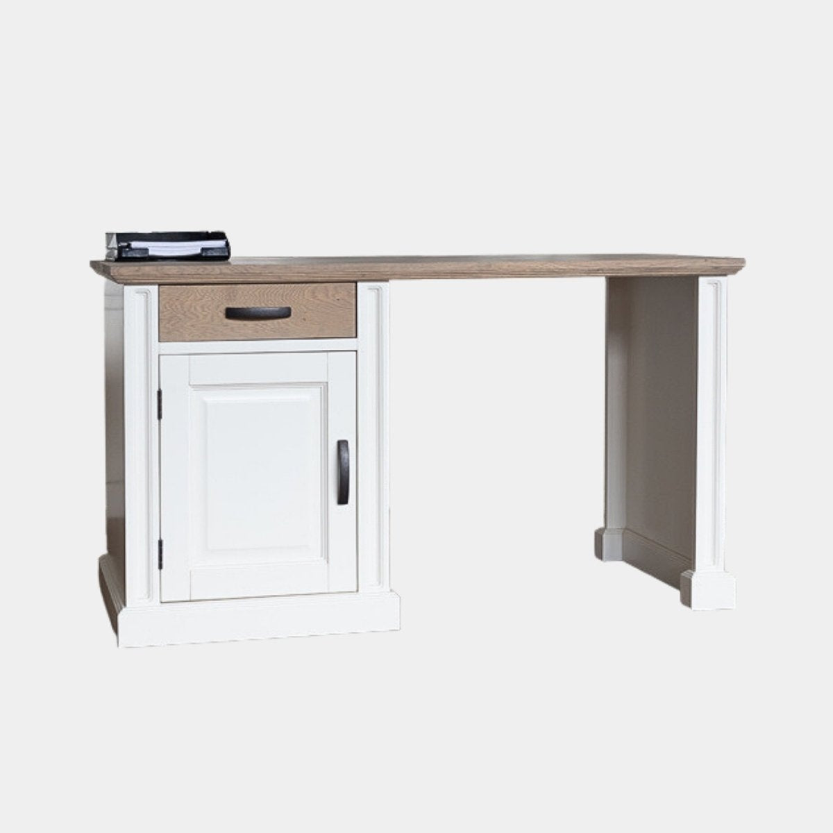 Schreibtisch Emma 06 - 140x60x78H cm - Platte Eiche - Schublade Eiche Soft Close - 1 geschlossene Flügeltür