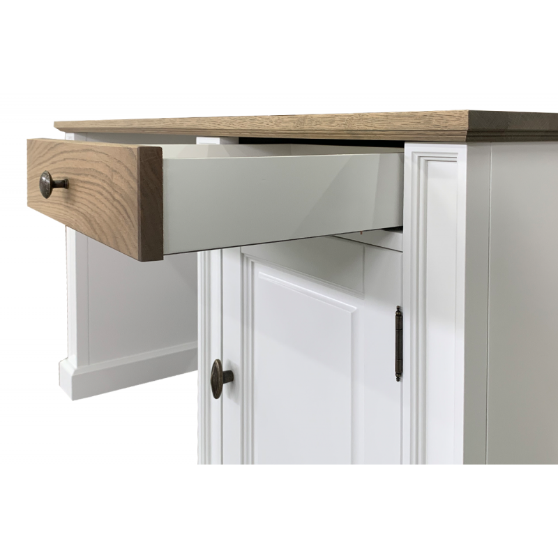 Schreibtisch Emma 06 - 140x60x78H cm - Platte Eiche - Schublade Eiche Soft Close - 1 geschlossene Flügeltür