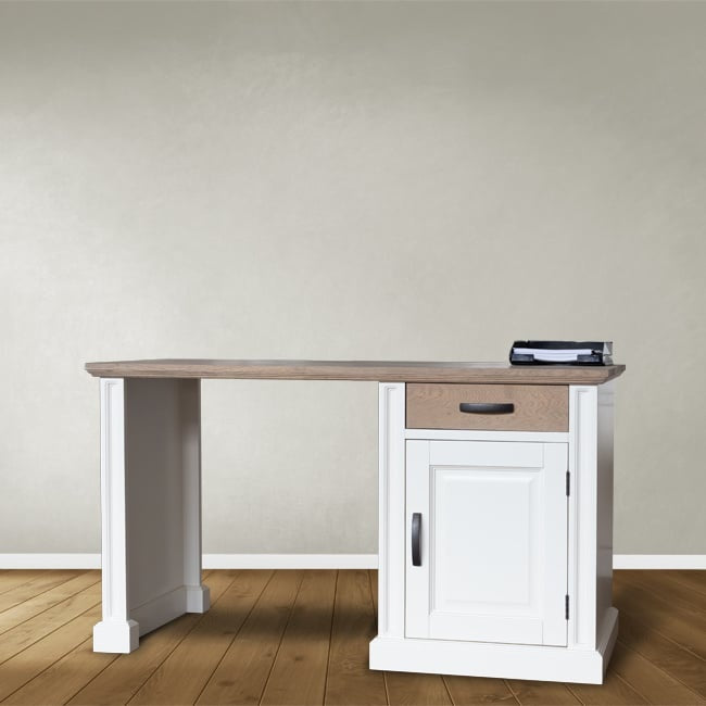 Schreibtisch Emma 06 - 140x60x78H cm - Platte Eiche - Schublade Eiche Soft Close - 1 geschlossene Flügeltür