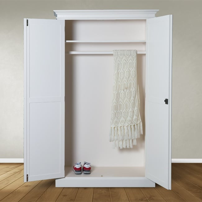Siena Kleiderschrank - 125x51x200Hcm - Kleiderstange - Regal - 2 geschlossene Flügeltüren