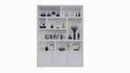 Siesta-Fachschrank - 180x35x240H cm - 3 Push-to-open-Türen - 8 offene Fächer - 5cm Fachbodenstärke