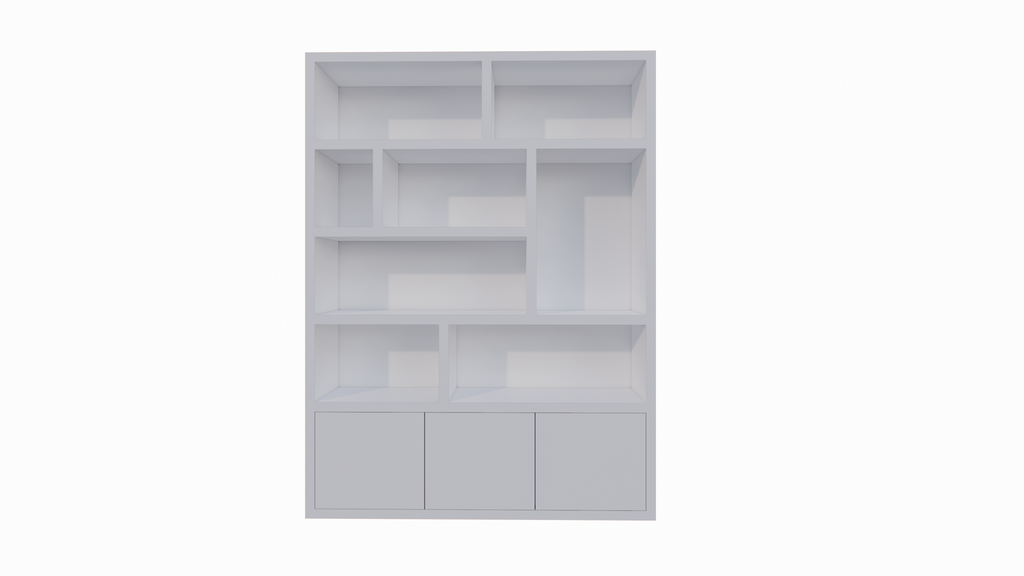 Siesta-Fachschrank - 180x35x240H cm - 3 Push-to-open-Türen - 8 offene Fächer - 5cm Fachbodenstärke
