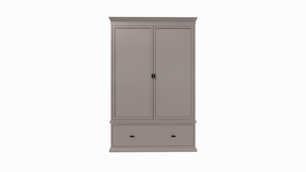 Sines Kleiderschrank - 136x60x215H cm - 2 Türen - 1 Soft-Close-Schublade - mit verstellbaren Einlegeböden hinter den Türen