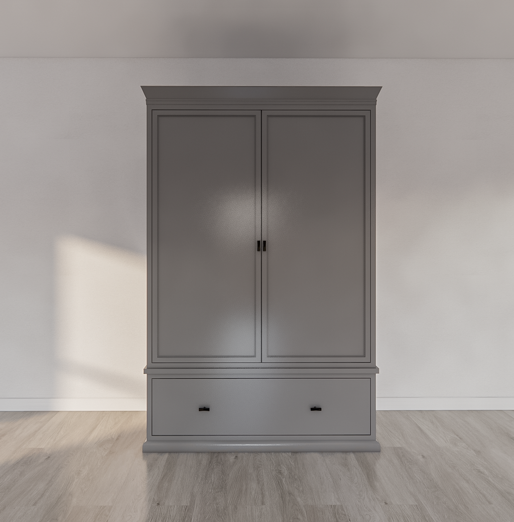 Sines Kleiderschrank - 136x60x215H cm - 2 Türen - 1 Soft-Close-Schublade - mit verstellbaren Einlegeböden hinter den Türen