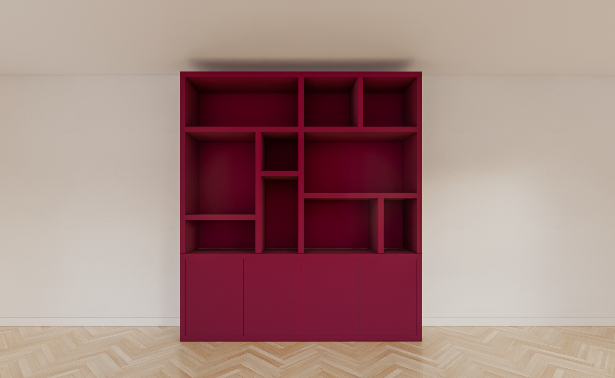 Sideboard Singapur - 220x40x245H cm - offene Einlegeböden - Türen zum Aufschieben - schlichtes Design