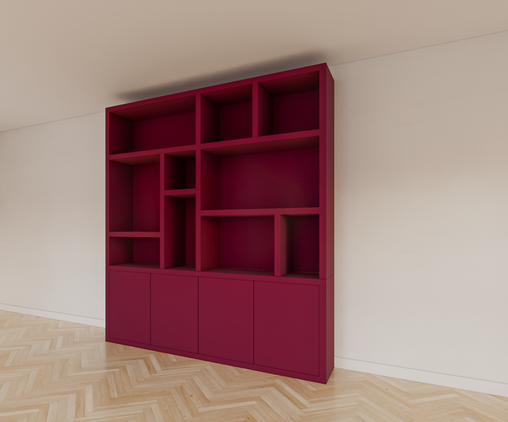 Sideboard Singapur - 220x40x245H cm - offene Einlegeböden - Türen zum Aufschieben - schlichtes Design