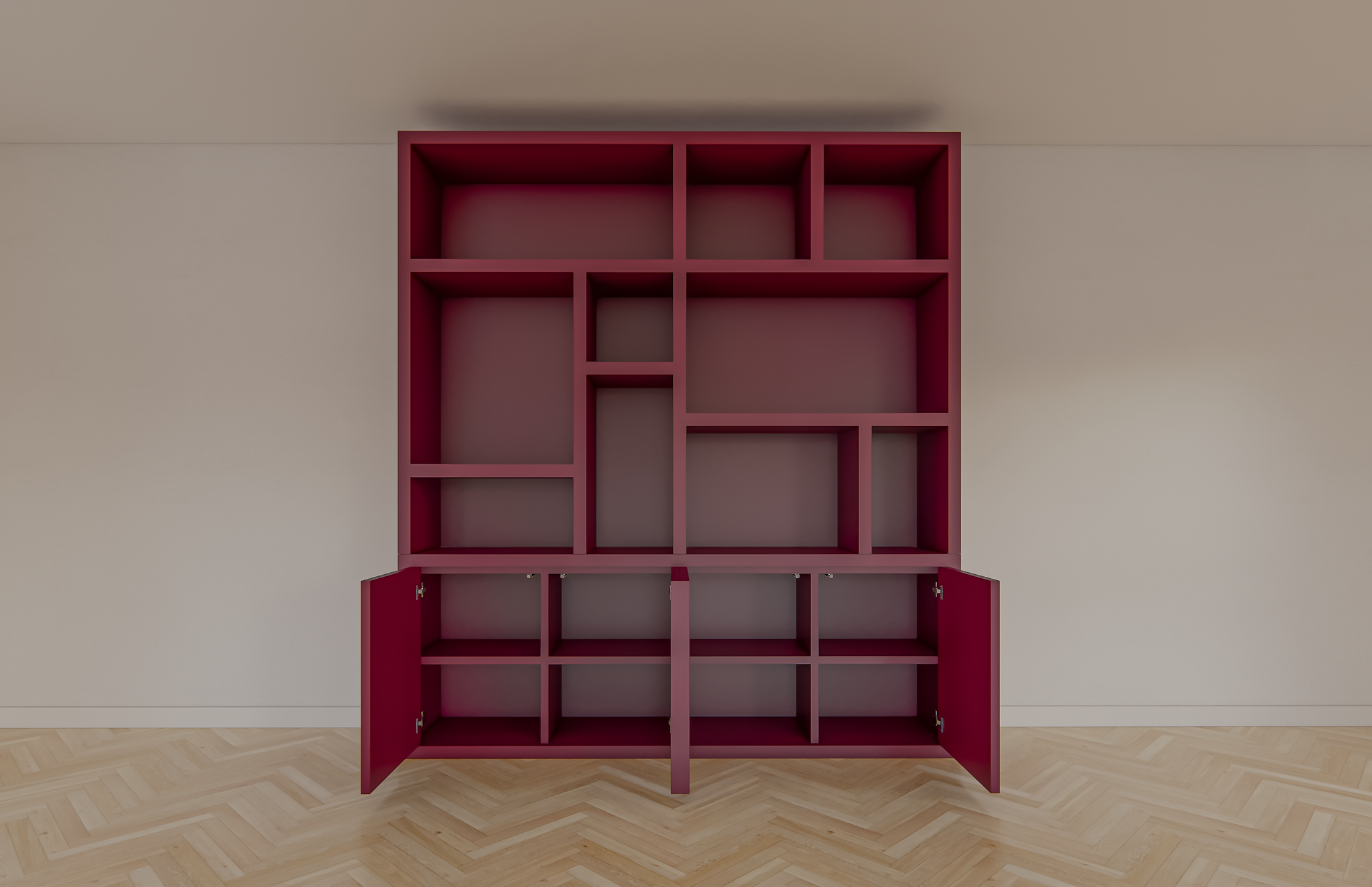 Sideboard Singapur - 220x40x245H cm - offene Einlegeböden - Türen zum Aufschieben - schlichtes Design