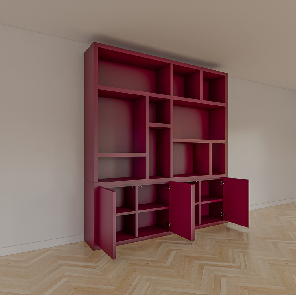 Sideboard Singapur - 220x40x245H cm - offene Einlegeböden - Türen zum Aufschieben - schlichtes Design