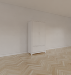 Kinderkleiderschrank Slawi - 90x50x180H cm - auf Beinen - 2 Flügeltüren - verstellbare Einlegeböden und Hängeteil - 1 Soft-Close-Schublade