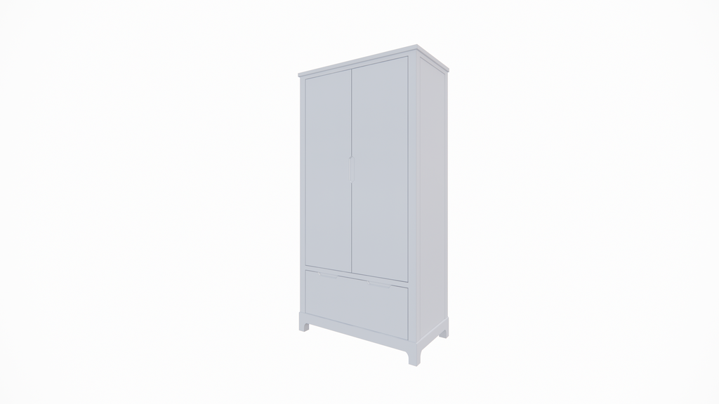 Kinderkleiderschrank Slawi - 90x50x180H cm - auf Beinen - 2 Flügeltüren - verstellbare Einlegeböden und Hängeteil - 1 Soft-Close-Schublade