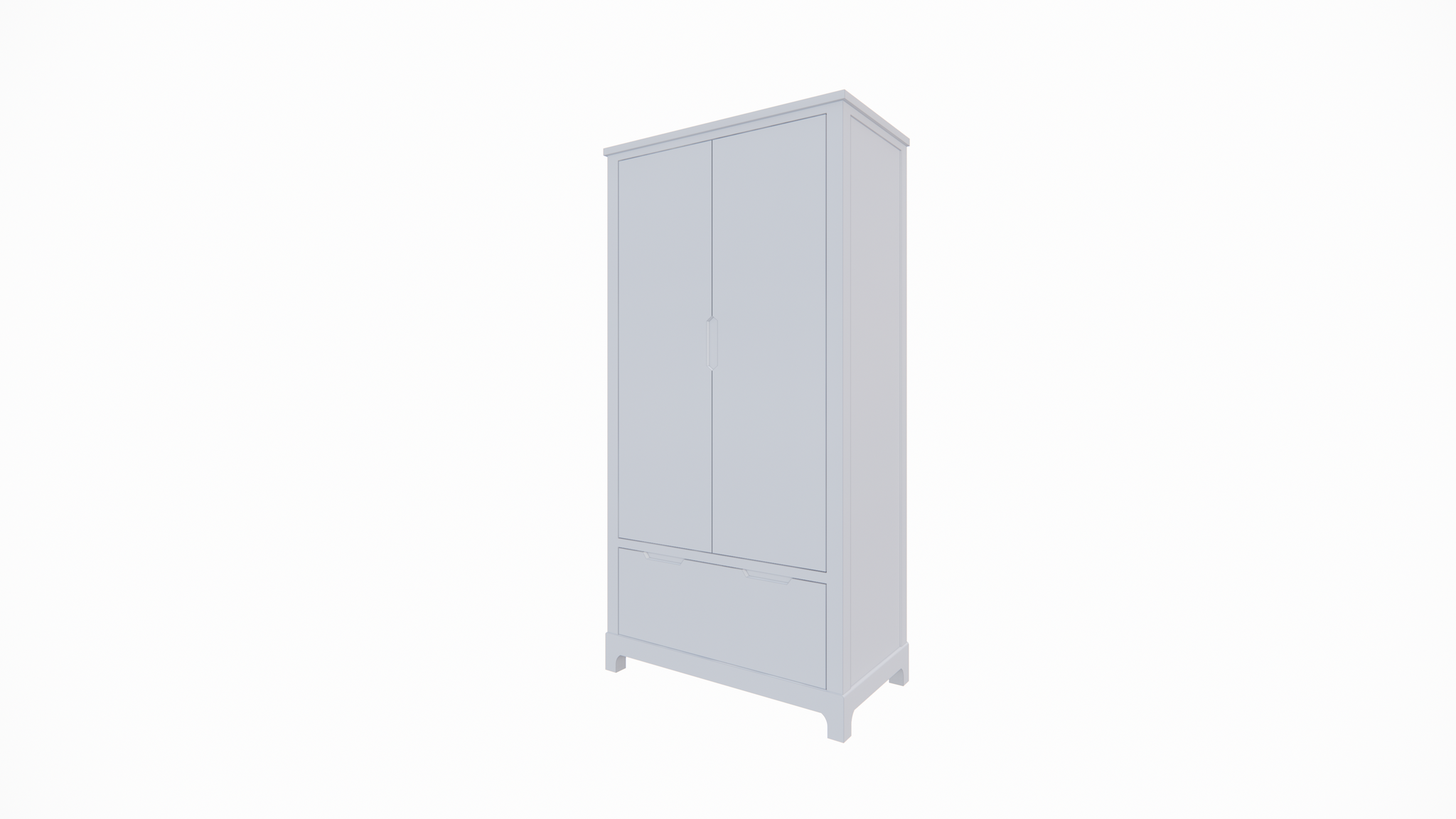 Kinderkleiderschrank Slawi - 90x50x180H cm - auf Beinen - 2 Flügeltüren - verstellbare Einlegeböden und Hängeteil - 1 Soft-Close-Schublade