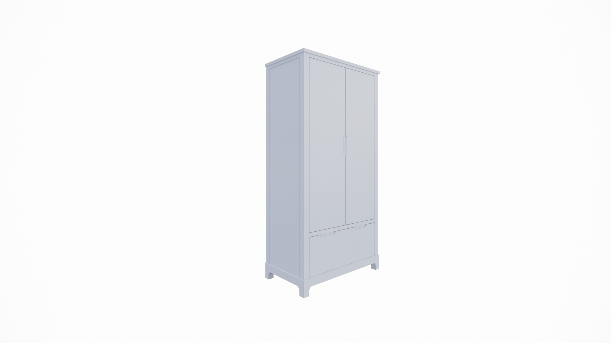 Kinderkleiderschrank Slawi - 90x50x180H cm - auf Beinen - 2 Flügeltüren - verstellbare Einlegeböden und Hängeteil - 1 Soft-Close-Schublade