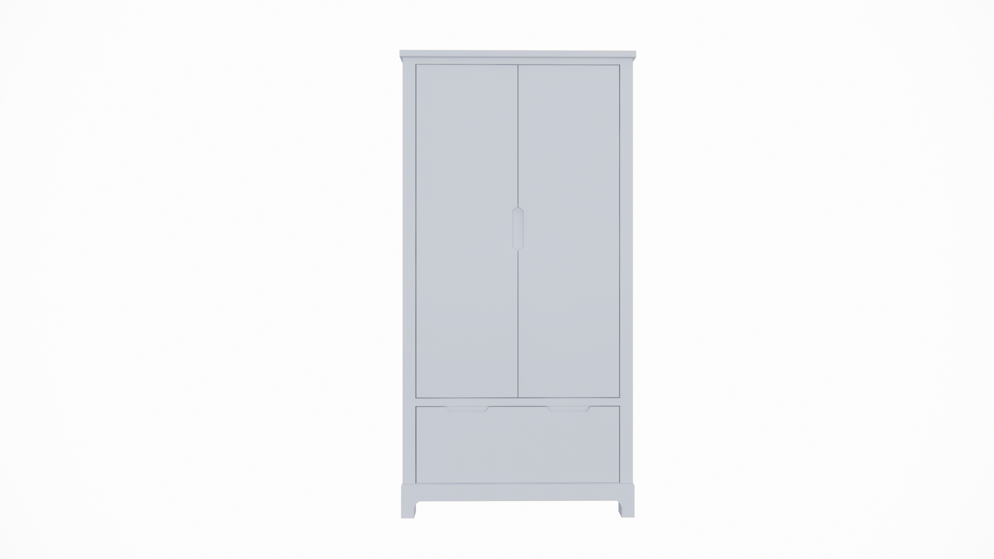Kinderkleiderschrank Slawi - 90x50x180H cm - auf Beinen - 2 Flügeltüren - verstellbare Einlegeböden und Hängeteil - 1 Soft-Close-Schublade