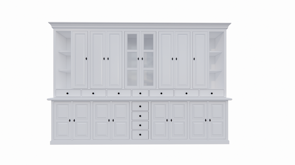 Buffetschrank Sligo - 360x50x250H cm - geschlossene Türen - Glastüren - offene Regale