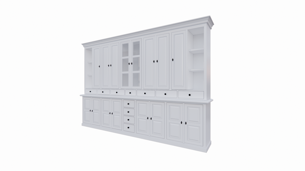 Buffetschrank Sligo - 360x50x250H cm - geschlossene Türen - Glastüren - offene Regale
