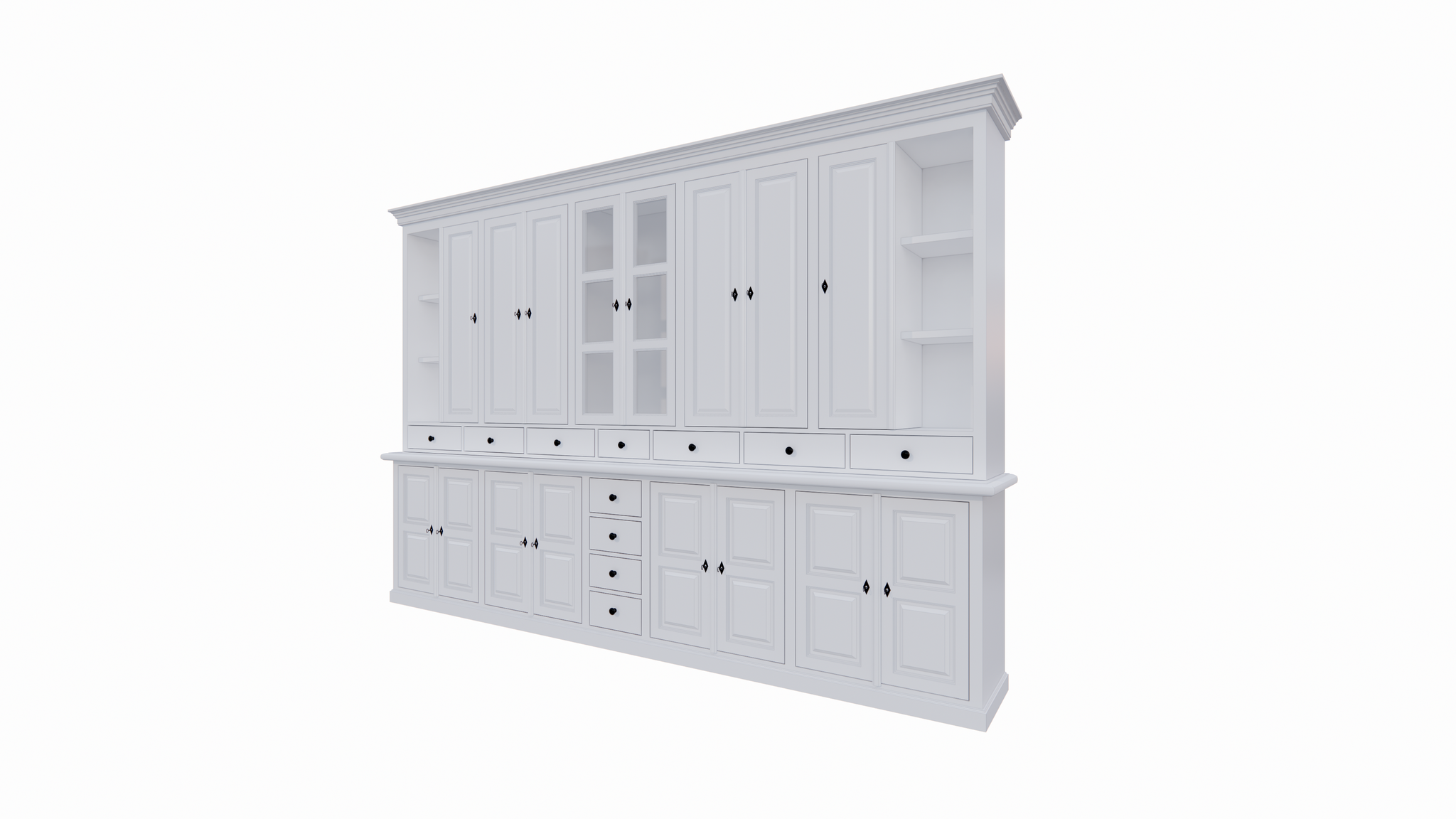 Buffetschrank Sligo - 360x50x250H cm - geschlossene Türen - Glastüren - offene Regale