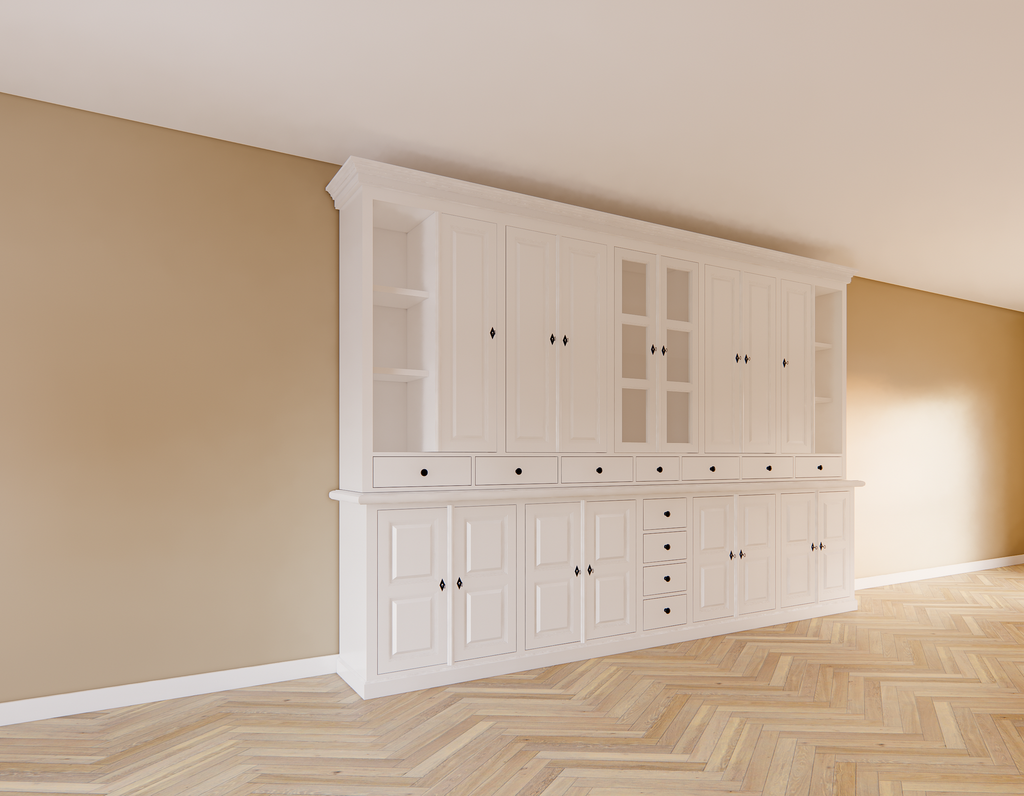 Buffetschrank Sligo - 360x50x250H cm - geschlossene Türen - Glastüren - offene Regale