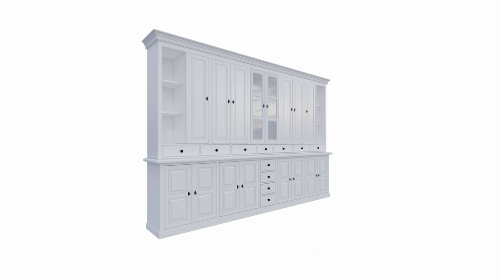 Buffetschrank Sligo - 360x50x250H cm - geschlossene Türen - Glastüren - offene Regale