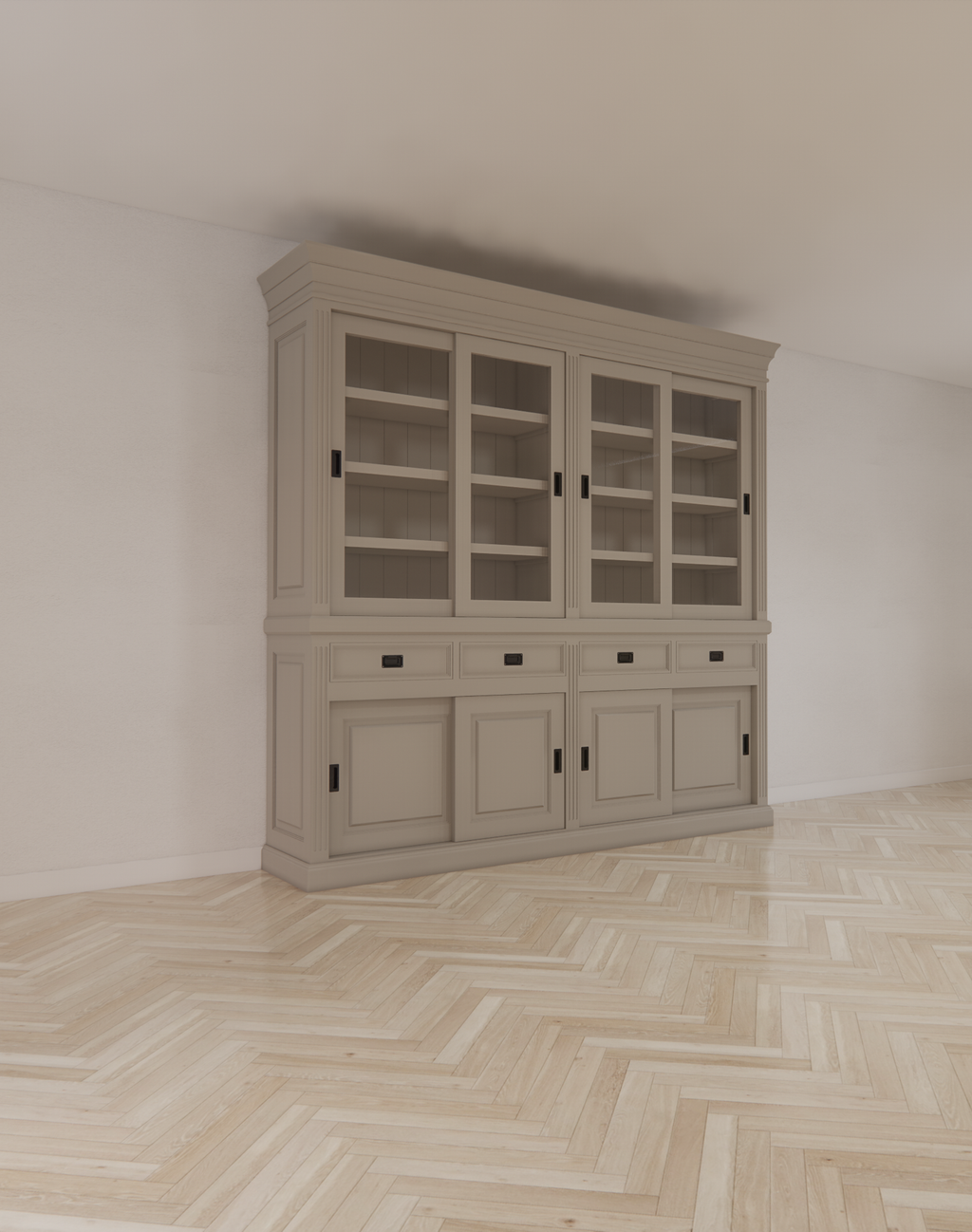 Buffetschrank South Beach - 240x50x240H cm - 8 Schiebetüren - 4 Soft-Close-Schubladen
