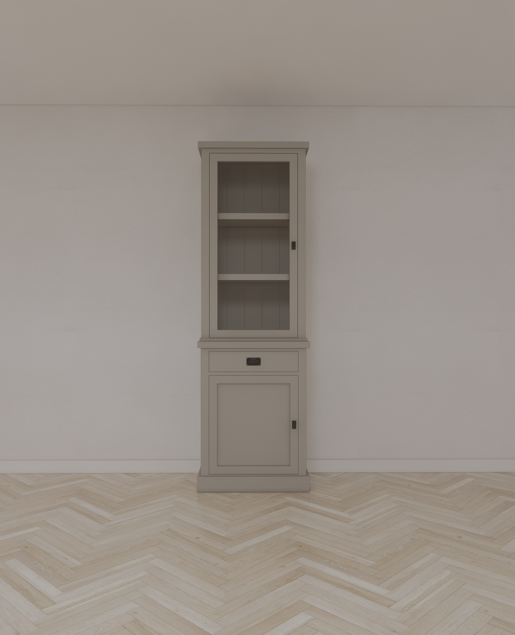 Vitrine Tarente 01 - 70x45x220H - 1 Schranktür - 1 Soft-Close-Schublade - 1 geschlossene Tür