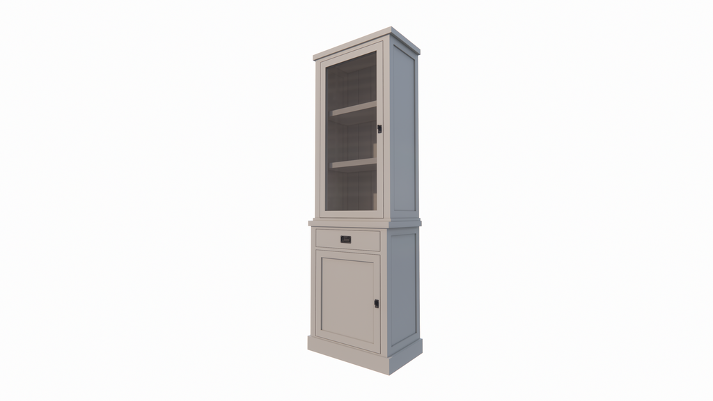 Vitrine Tarente 01 - 70x45x220H - 1 Schranktür - 1 Soft-Close-Schublade - 1 geschlossene Tür