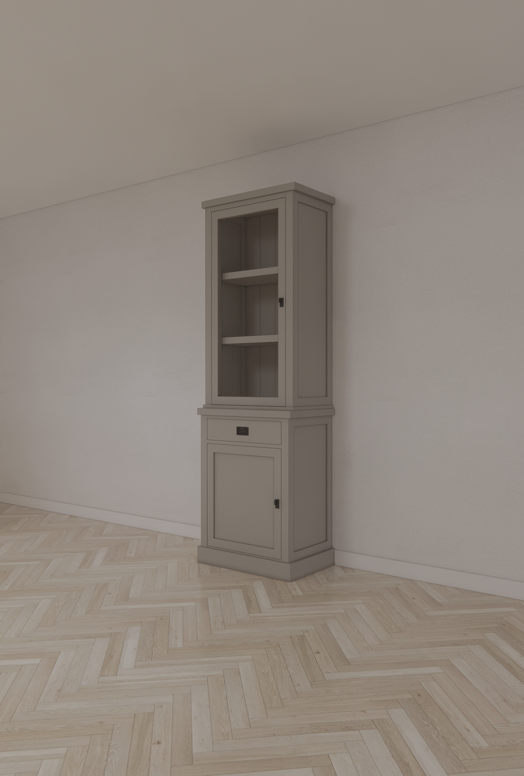 Vitrine Tarente 01 - 70x45x220H - 1 Schranktür - 1 Soft-Close-Schublade - 1 geschlossene Tür