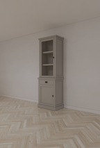 Vitrine Tarente 01 - 70x45x220H - 1 Schranktür - 1 Soft-Close-Schublade - 1 geschlossene Tür