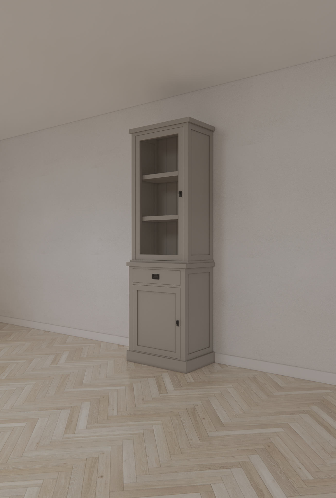 Vitrine Tarente 01 - 70x45x220H - 1 Schranktür - 1 Soft-Close-Schublade - 1 geschlossene Tür