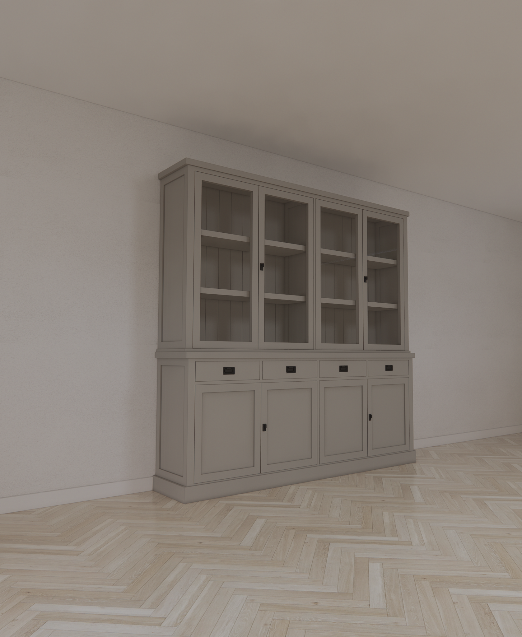 Buffetschrank Tarente 05 - 220x45x220H - 4 Schranktüren - 4 Soft-Close-Schubladen - 4 geschlossene Türen