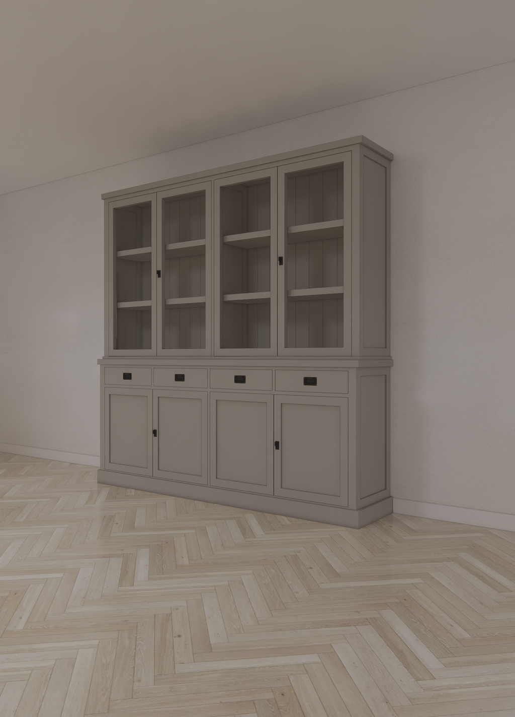 Buffetschrank Tarente 05 - 220x45x220H - 4 Schranktüren - 4 Soft-Close-Schubladen - 4 geschlossene Türen