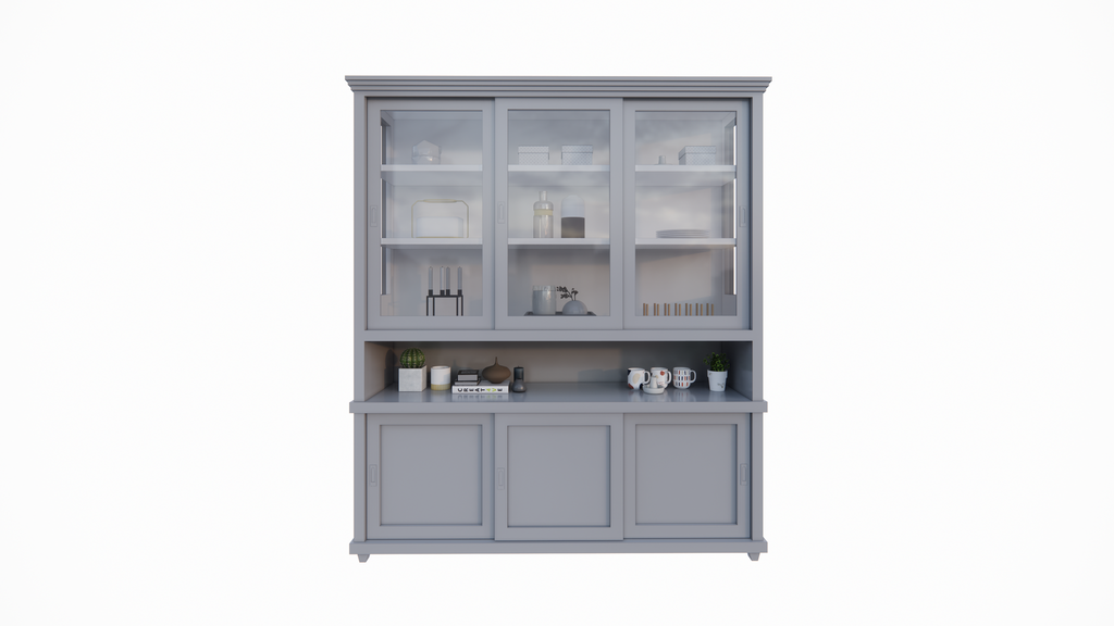 Buffetschrank Tavira - 190x47x220H cm - Schiebetüren - teilweise Glas - offenes Fach - auf Beinen