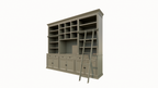 TV Bücherregal Die Kronenbibliothek - 290x46/55x240H cm - TV-Fach - Landhausstil