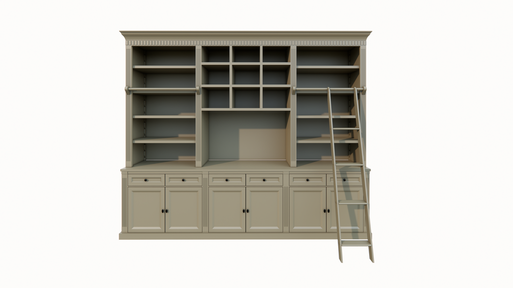 TV Bücherregal Die Kronenbibliothek - 290x46/55x240H cm - TV-Fach - Landhausstil