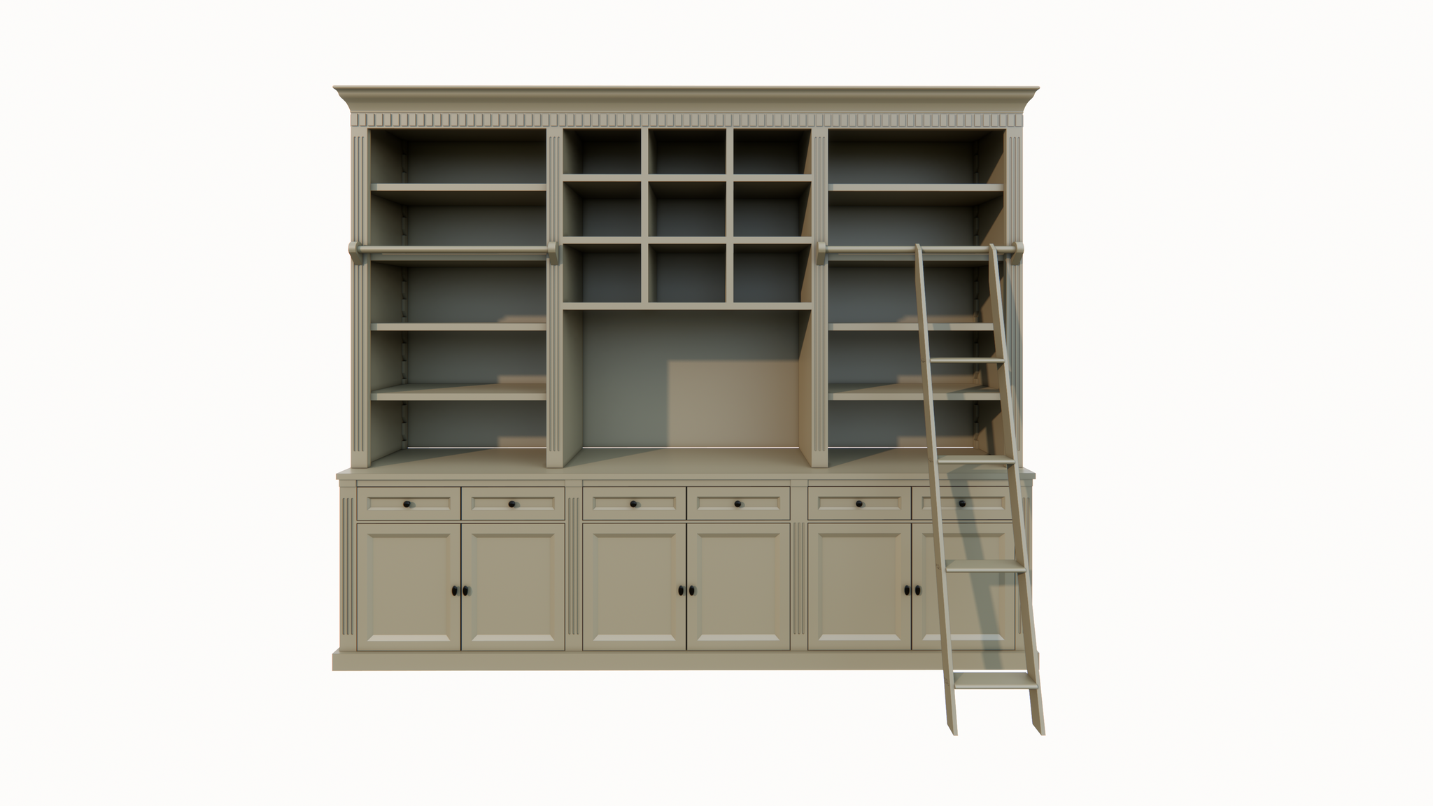 TV Bücherregal Die Kronenbibliothek - 290x46/55x240H cm - TV-Fach - Landhausstil